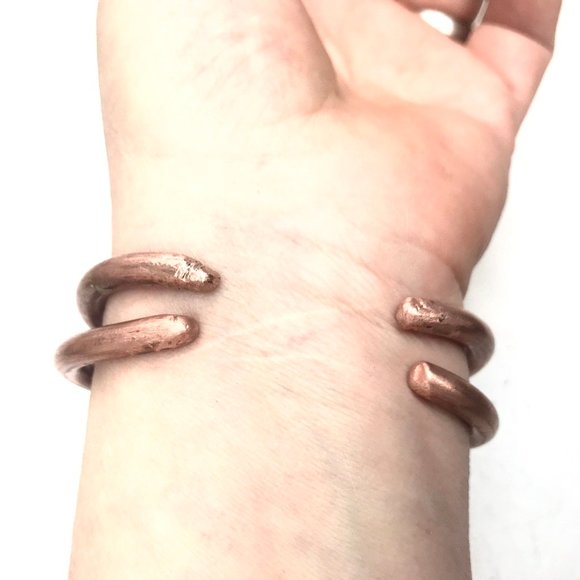 2 Pure Solid Copper Heavy Copper Cuff Bracelets - Picture 7 of 8